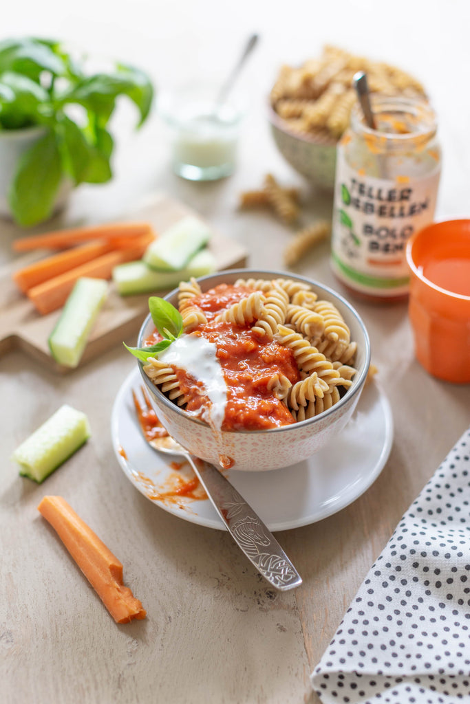 TellerRebellen - Saucen - Paket - Serviervorschlag Bolognese vegetarisch